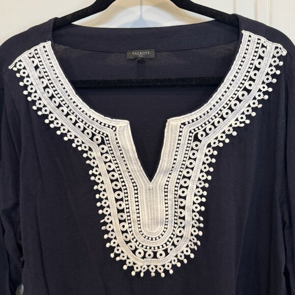 Talbots 2xl Navy with White Lace Detail - Picture 3 of 5